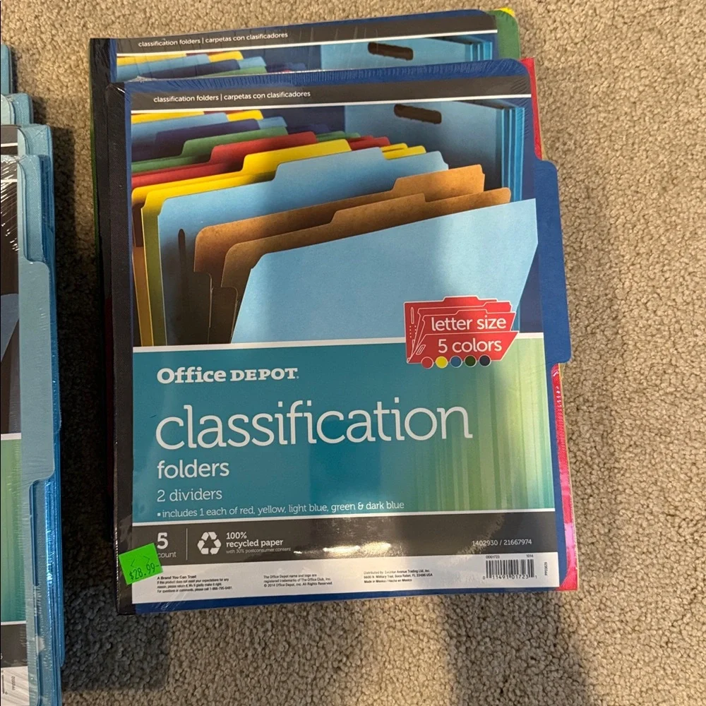 Office Depot 5/pkg. 2 divider multi Office depot 5/pkg 1 divder blue 30 total